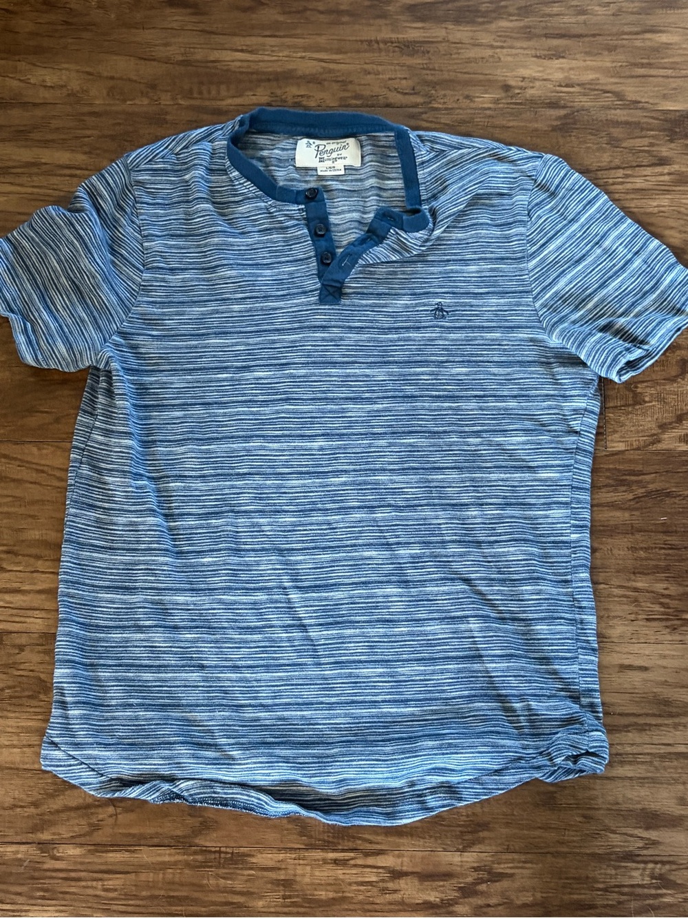 Original Penguin Blue Striped Short-Sleeve Henley